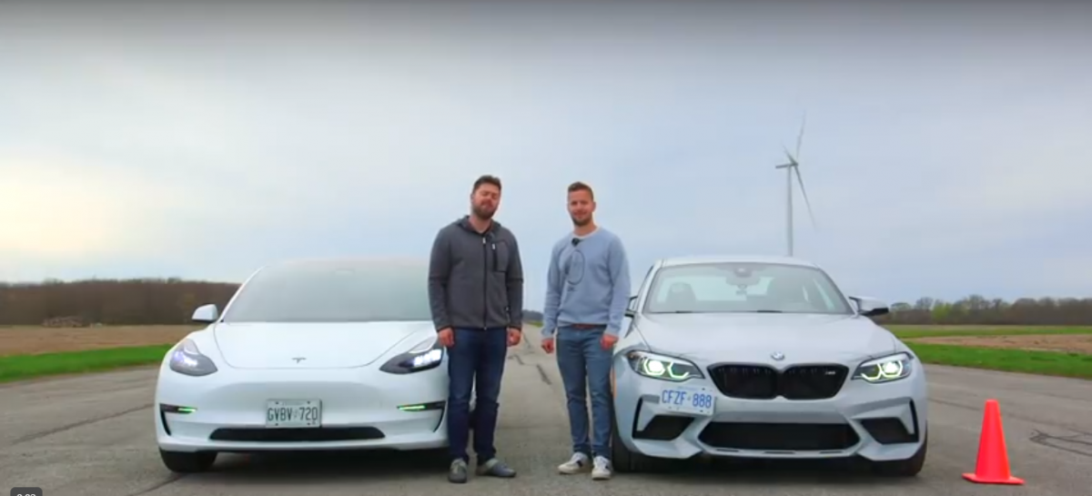 Дрэг-битва Tesla Model 3 и BMW M2 Competition: кто займет первенство