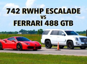 В дрэг-битве сразились Hennessey HPE800 Escalade и Ferrari 488 GTB