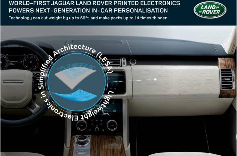 Jaguar Land Rover стала первой в мире компанией, разрабатывающей технологию легкой электроники в упрощенной архитектуре для салона автомобиля