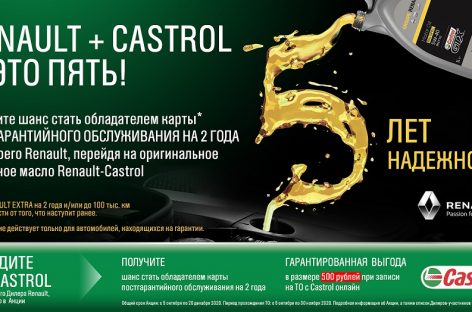 Castrol и Renault проведут совместную акцию «Renault + Castrol = это пять!»